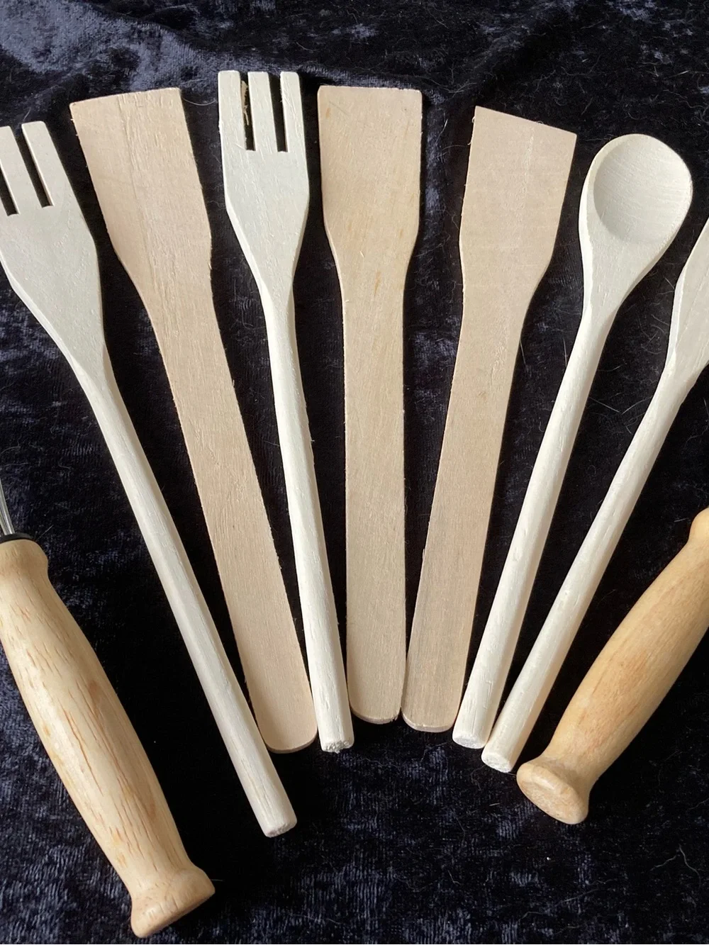 Set of Wooden Kitchen Utensils - Natural Wood